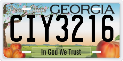 GA license plate CIY3216