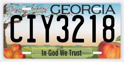GA license plate CIY3218