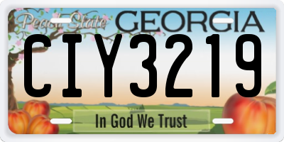 GA license plate CIY3219