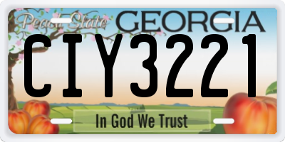 GA license plate CIY3221