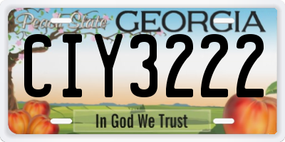 GA license plate CIY3222