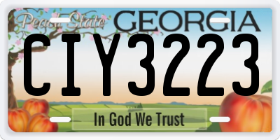 GA license plate CIY3223