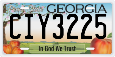 GA license plate CIY3225