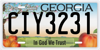 GA license plate CIY3231