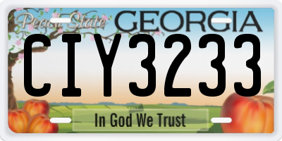 GA license plate CIY3233