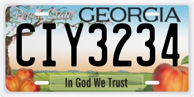 GA license plate CIY3234