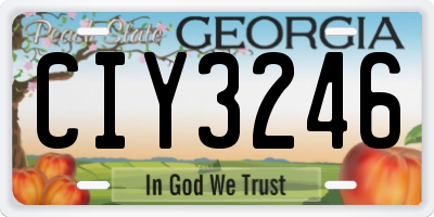 GA license plate CIY3246