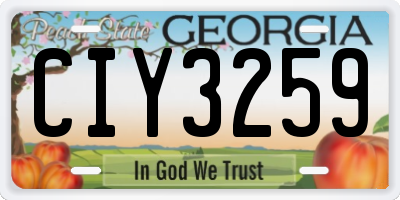 GA license plate CIY3259