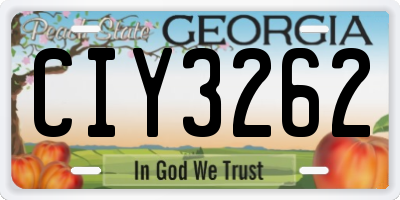 GA license plate CIY3262