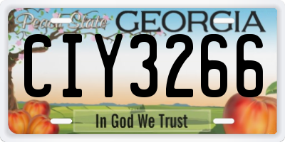 GA license plate CIY3266