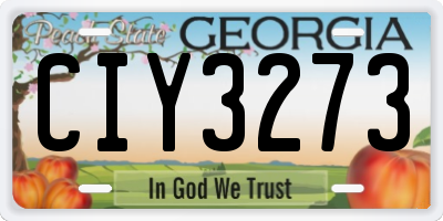 GA license plate CIY3273