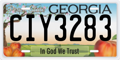 GA license plate CIY3283