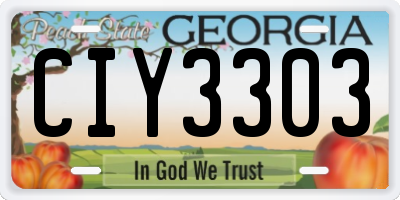 GA license plate CIY3303