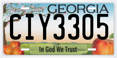 GA license plate CIY3305