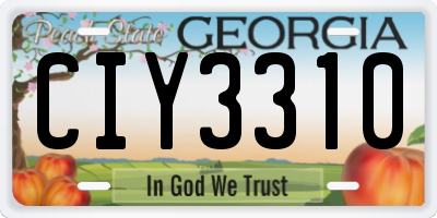 GA license plate CIY3310