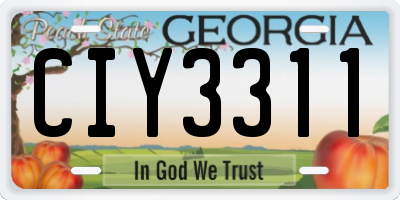 GA license plate CIY3311