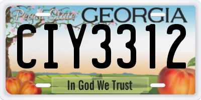 GA license plate CIY3312