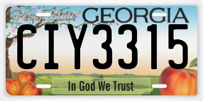 GA license plate CIY3315