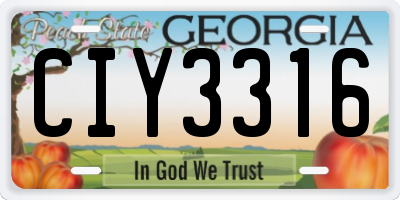 GA license plate CIY3316