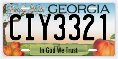 GA license plate CIY3321