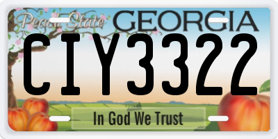 GA license plate CIY3322