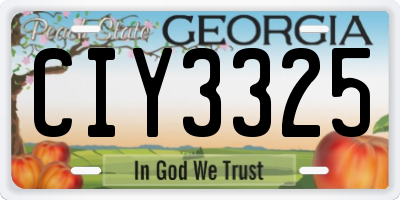 GA license plate CIY3325