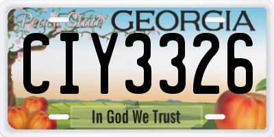 GA license plate CIY3326