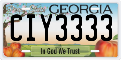 GA license plate CIY3333