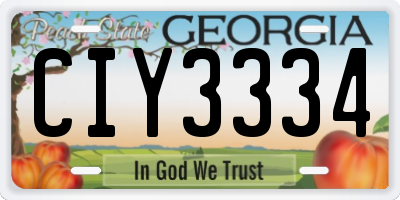 GA license plate CIY3334