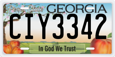 GA license plate CIY3342
