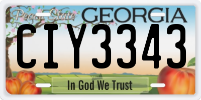 GA license plate CIY3343
