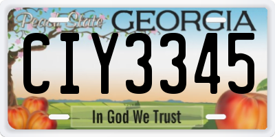 GA license plate CIY3345