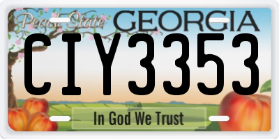 GA license plate CIY3353