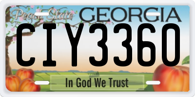 GA license plate CIY3360