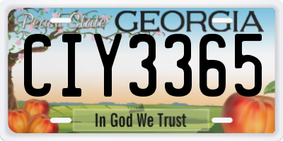 GA license plate CIY3365