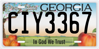 GA license plate CIY3367