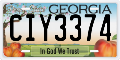 GA license plate CIY3374