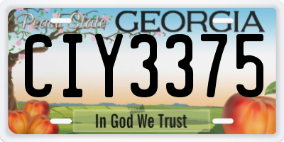 GA license plate CIY3375