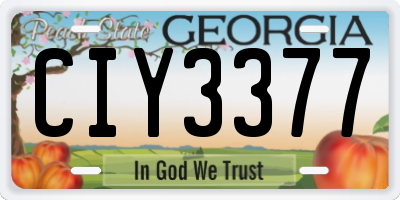 GA license plate CIY3377