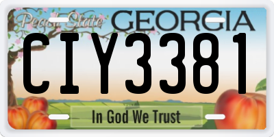 GA license plate CIY3381