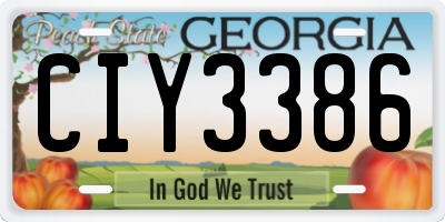 GA license plate CIY3386