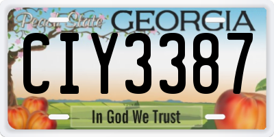 GA license plate CIY3387