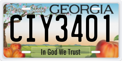 GA license plate CIY3401