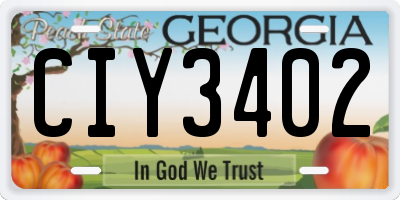 GA license plate CIY3402