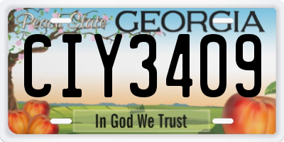 GA license plate CIY3409