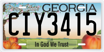 GA license plate CIY3415