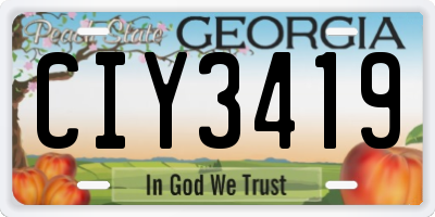 GA license plate CIY3419