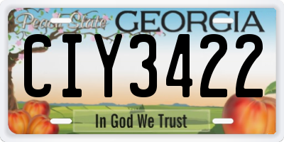 GA license plate CIY3422