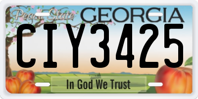 GA license plate CIY3425