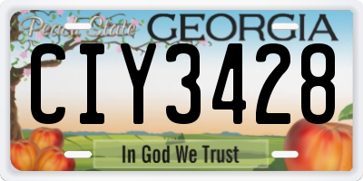GA license plate CIY3428